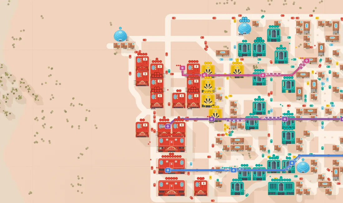 Las Vegas map: casinos along the Strip in the open desert