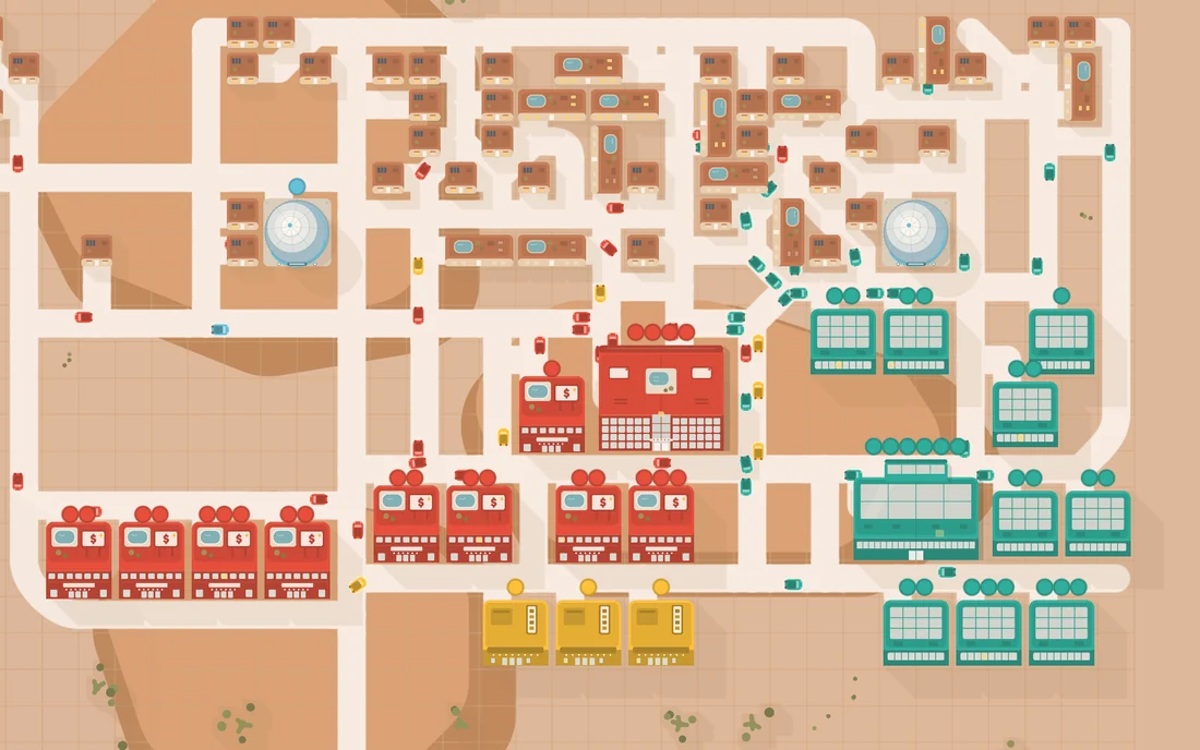 Las Vegas map, a desert grid of casinos