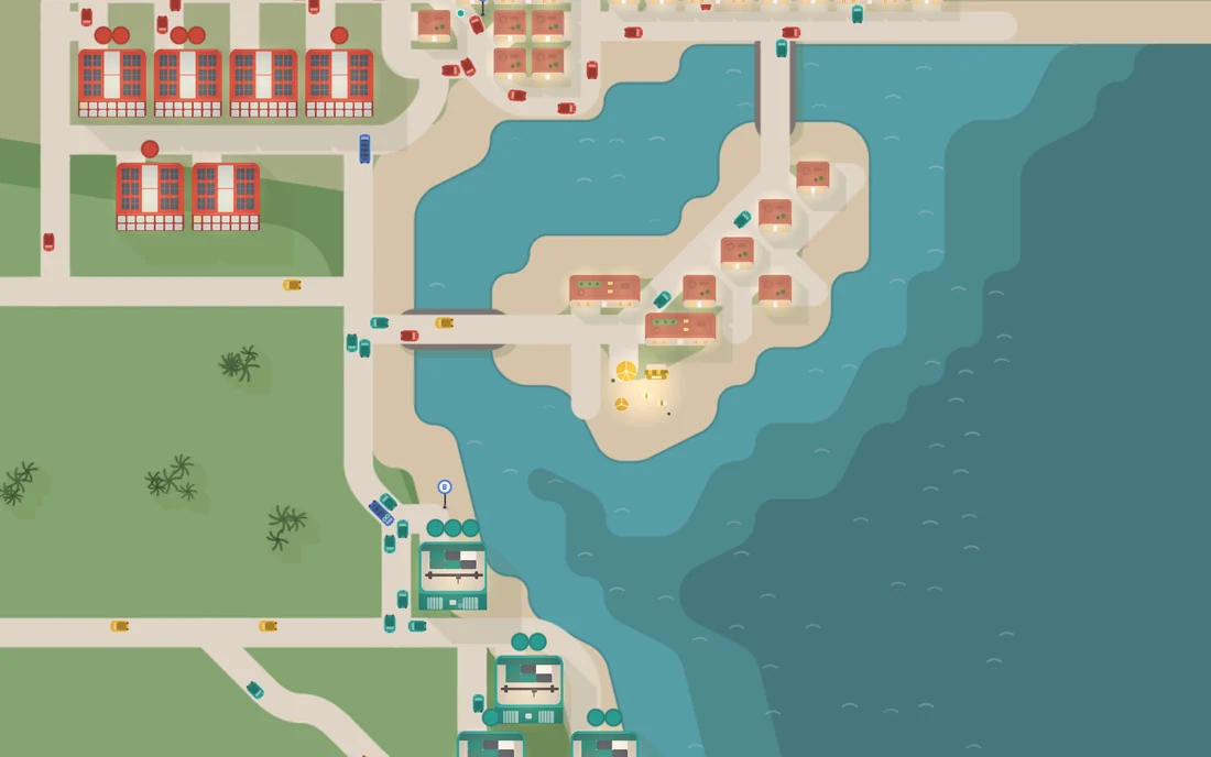 Rio map, a bay between beach and hills