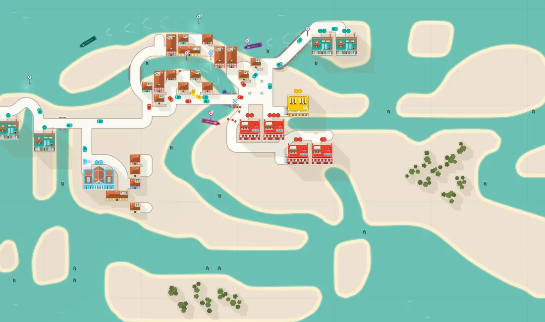 Venice map: islands in a lagoon, laced by canals