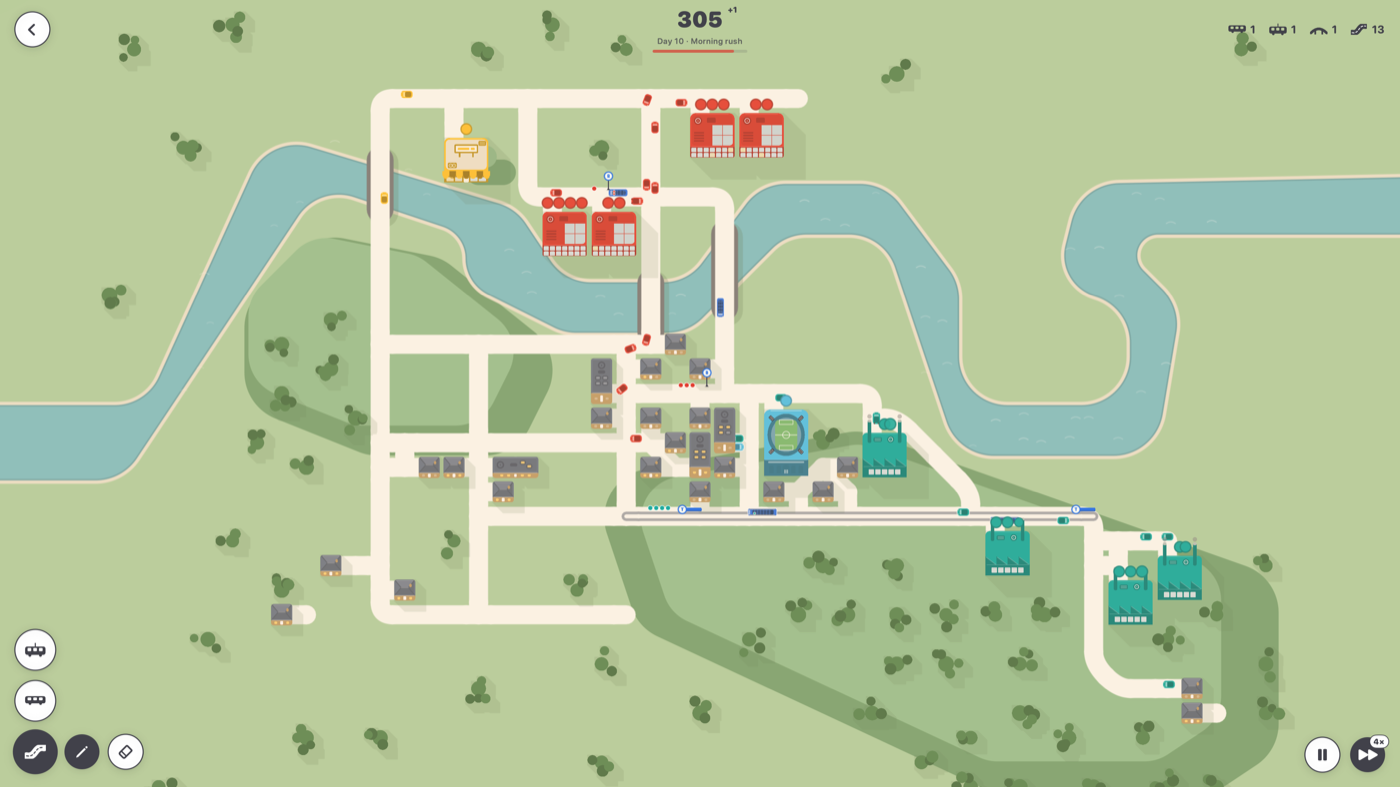 An early network with two bridges and a first factory