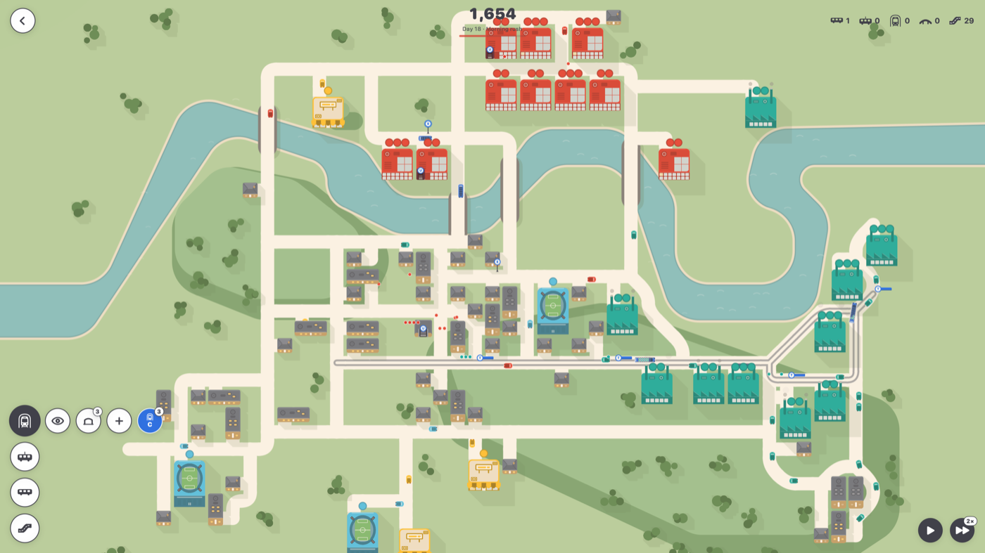 An established city with a dense road grid and a tram line